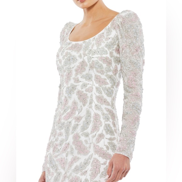 MAC DUGGAL Foliage embellished midi ivory sheath dress 14 NWT - Picture 3 of 16